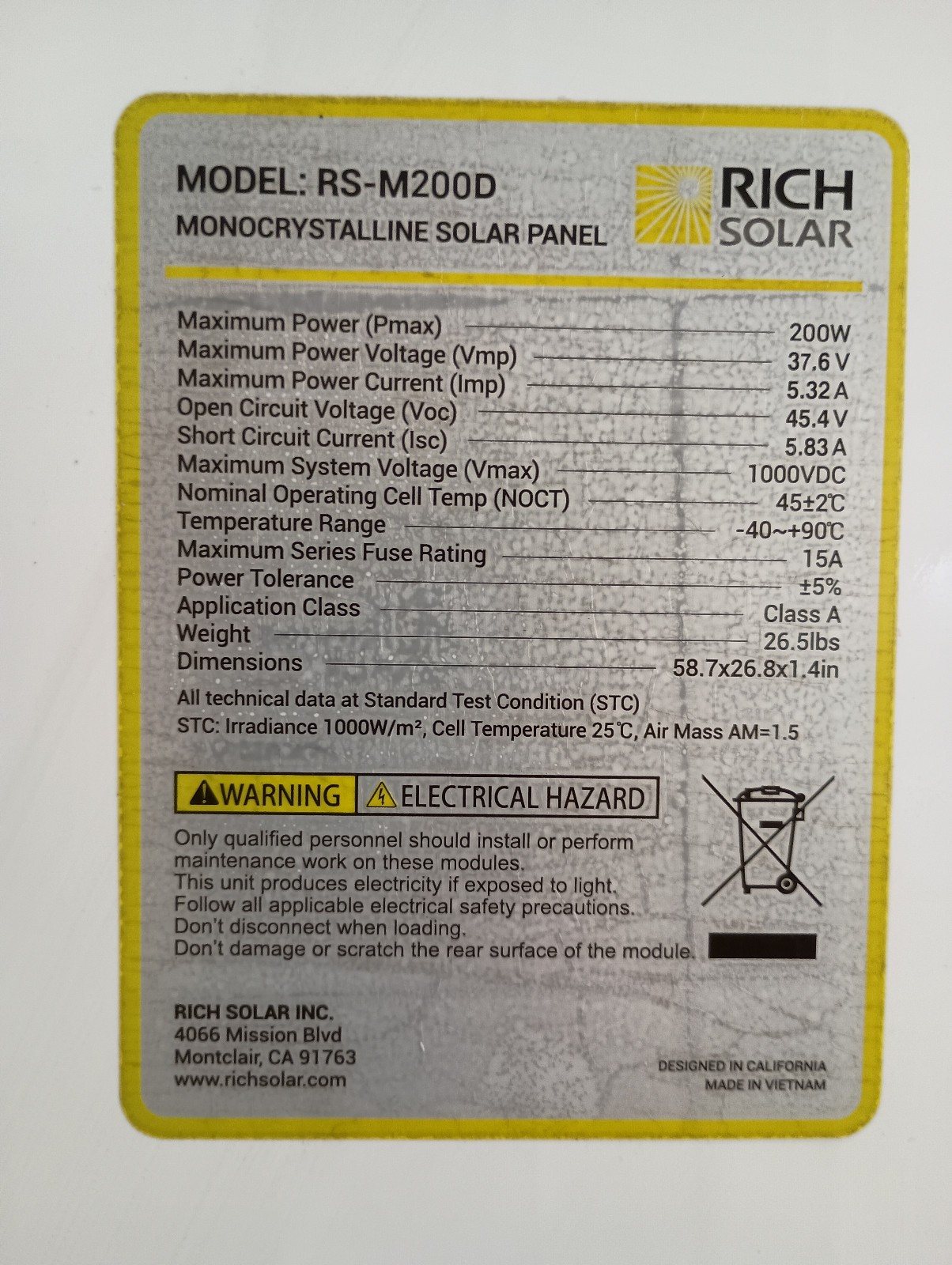 Rich Solar 24V 200 watt solar panels 5 pieces