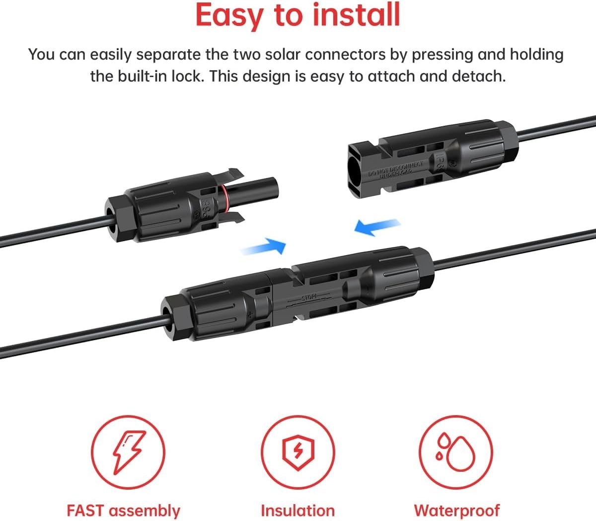 10AWG Solar to XT60i Cable 2 10 25 35 50 75 100FT Solar Connector to XT60i