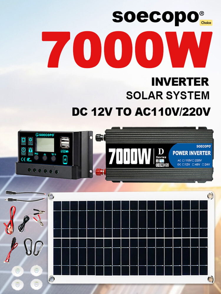 7000W Complete Solar Panel Kit Solar Power Generator 100A 110V/220V Home Syste