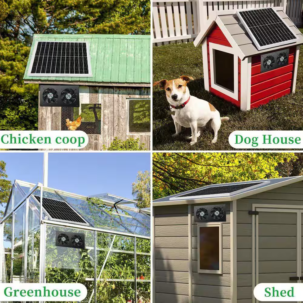 25W Solar Dual Fan Kit for Outdoor Ventilation, IP65 Weatherproof, 14.7 Ft. Cord