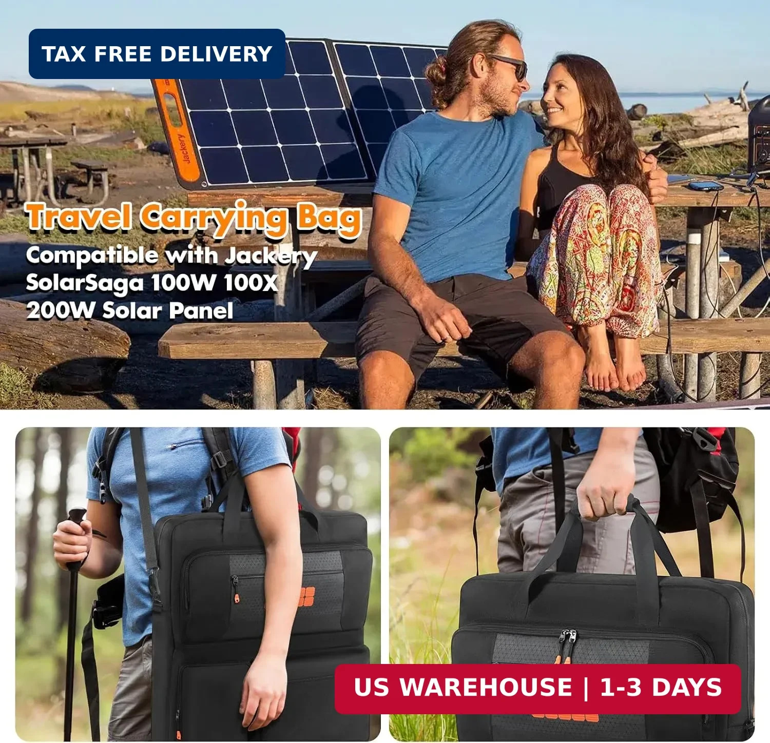 Padded Solar Panel Carrying Case Compatible with Jackery SolarSaga 100W 100X 200