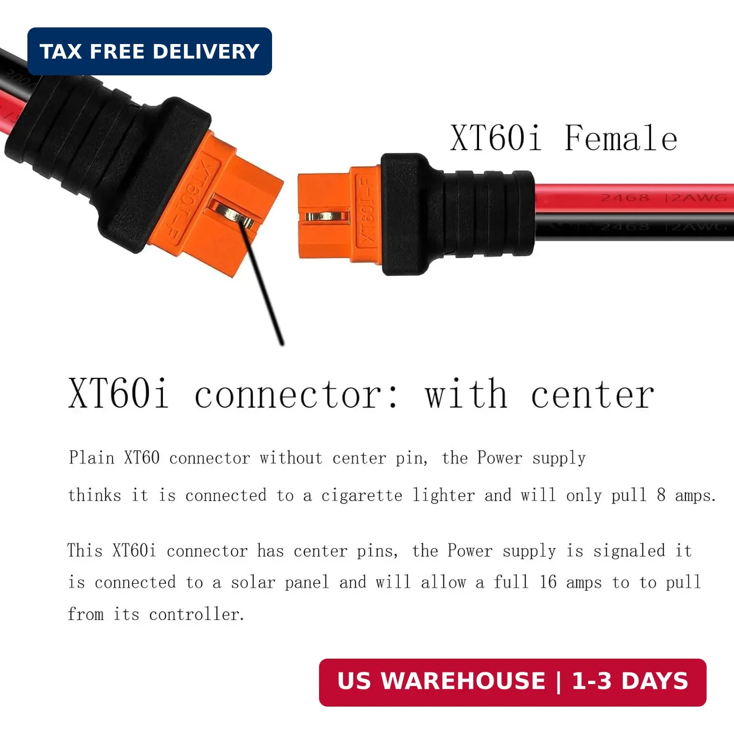 XT60i to O Ring Terminal Cable，More Than 8A，10AWG Extension Cable XT60i Female t