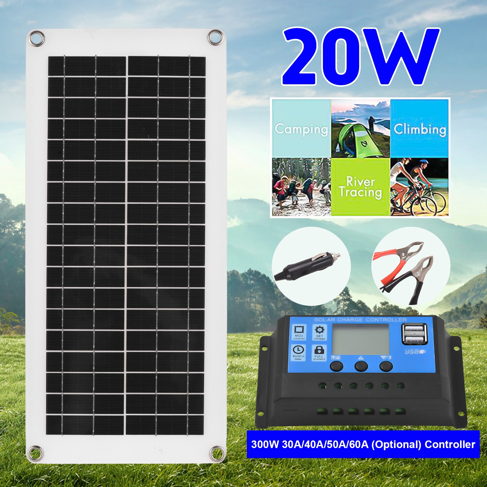 20 Watt 12 Volt Solar Panel Kit Waterproof Solar Panel With High Efficiency UJEA