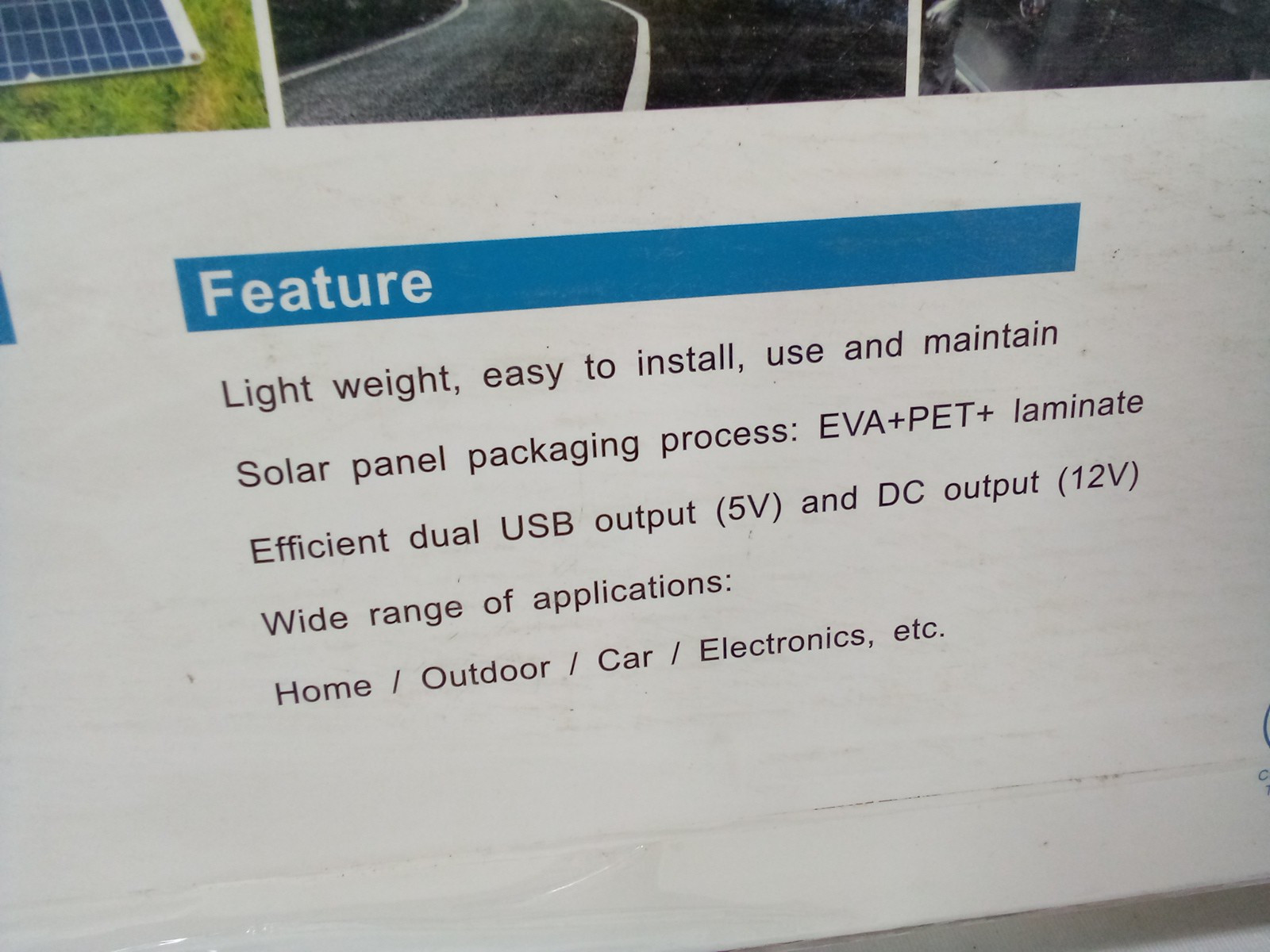 ECsee Solar Panel, Dual USB+DC Output 5V/12V