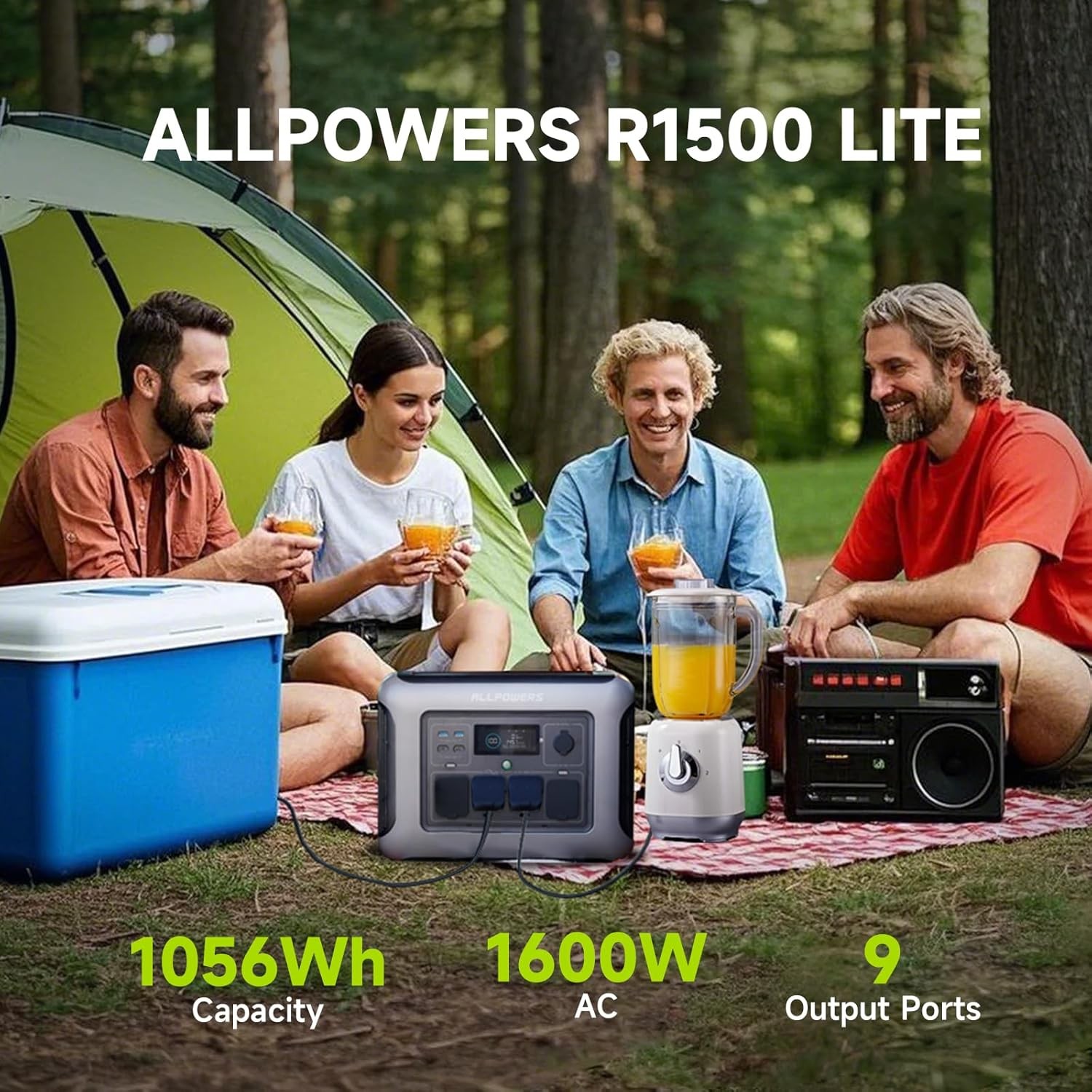ALLPOWERS R1500 1600W 1056Wh Portable Power Station for Outdoor Home Battery