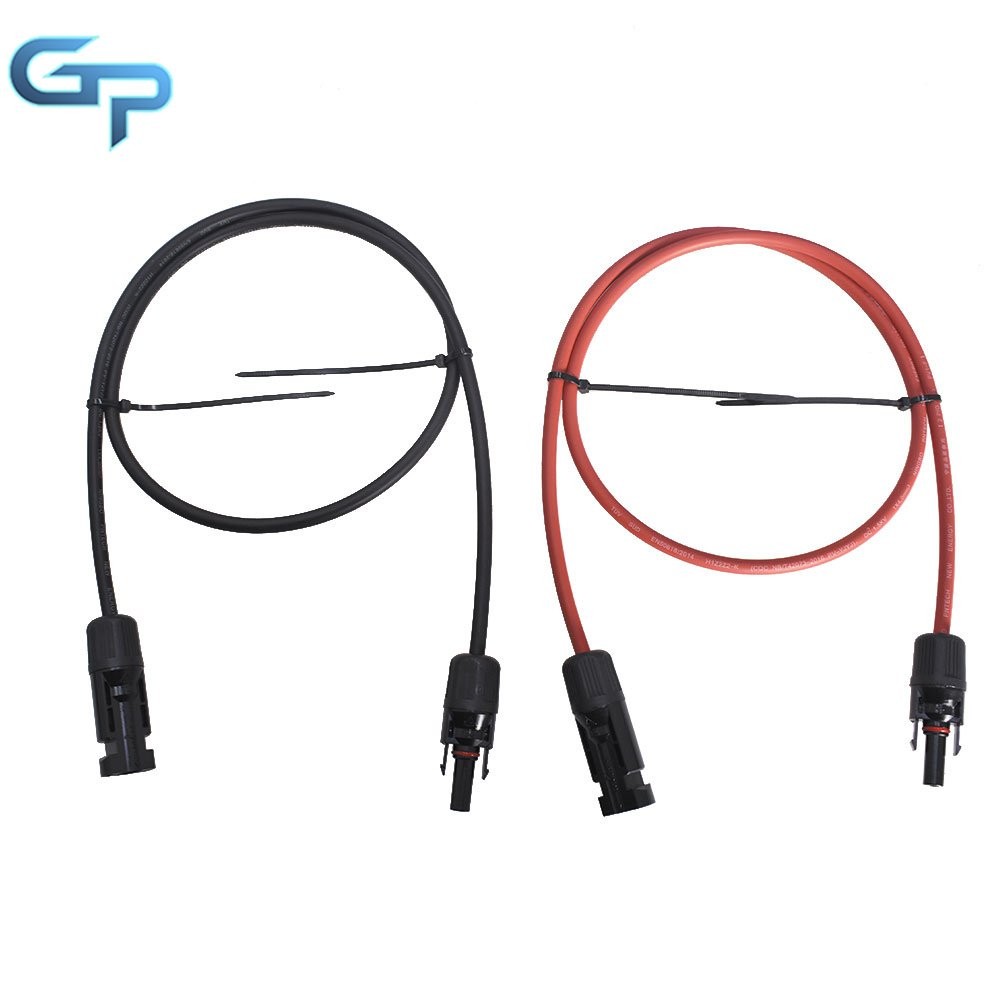 3 Feet Black + Red 1 Pair Solar Panel Extension Cable Wire Connector 10 AWG