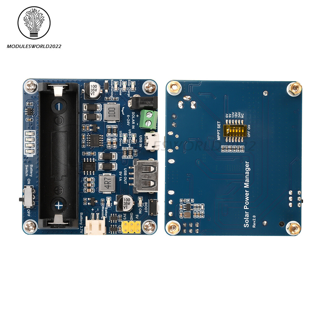 Power Manager Module for 6V~24V Solar Panel Support MPPT USB Battery Charging