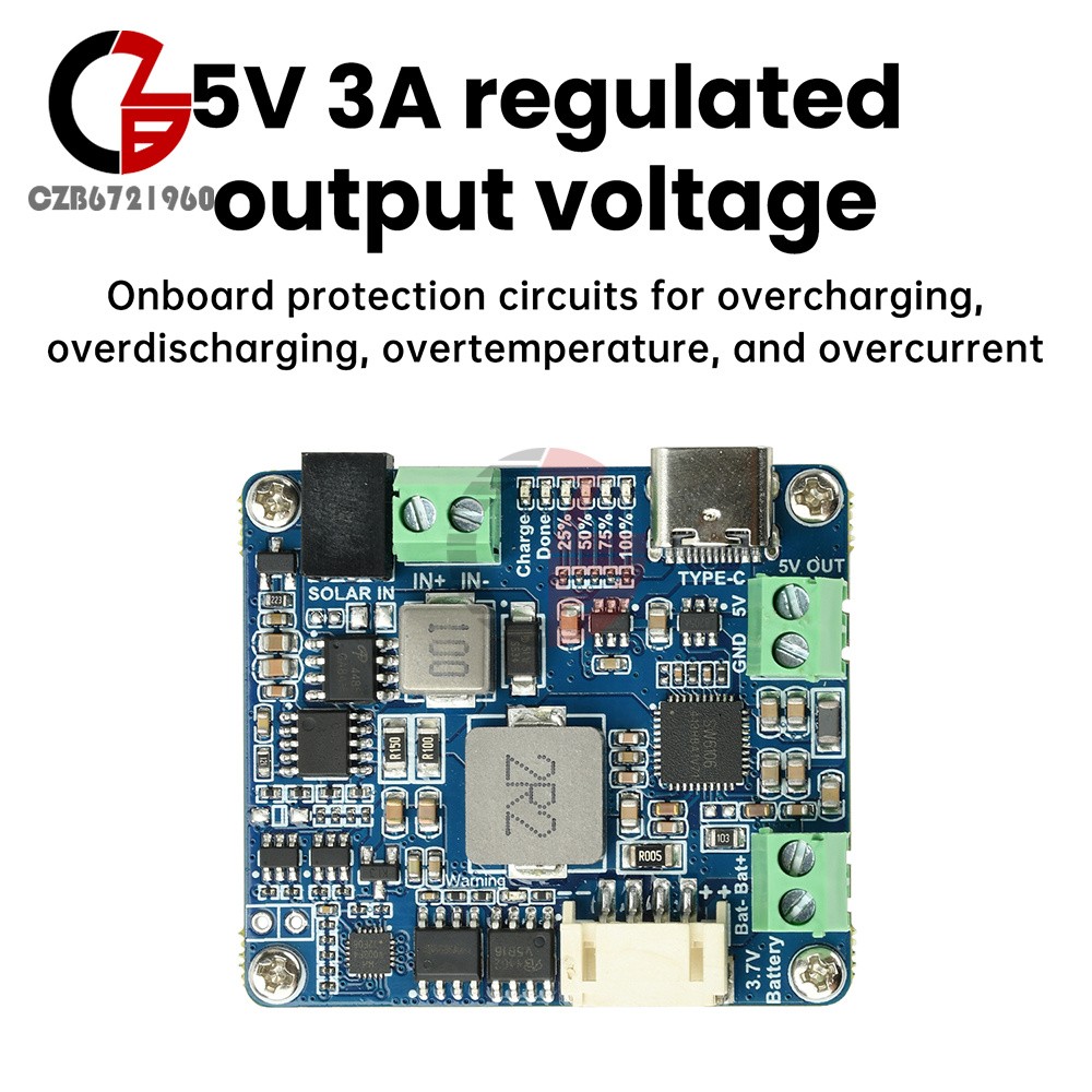 6-24V Solar Panel Power Management Module 5V 3A Supports MPPT, PD QC FCP SFCP