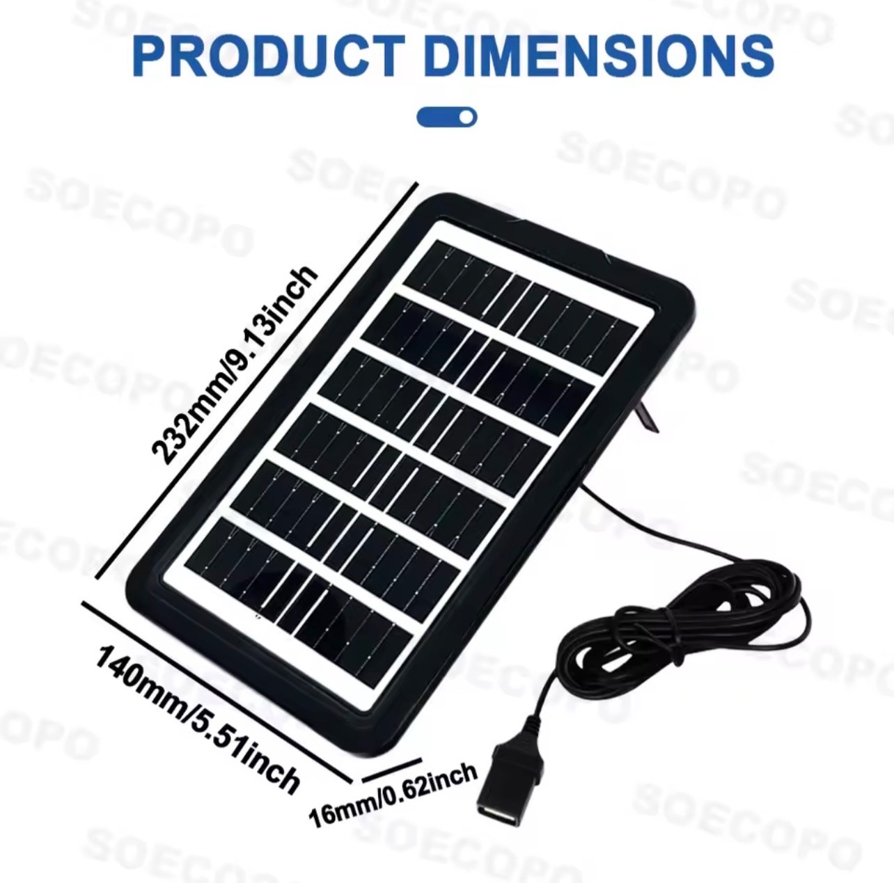 30W Portable Solar Panel 5V USB Charger w/ 5-in-1 Cable Camping