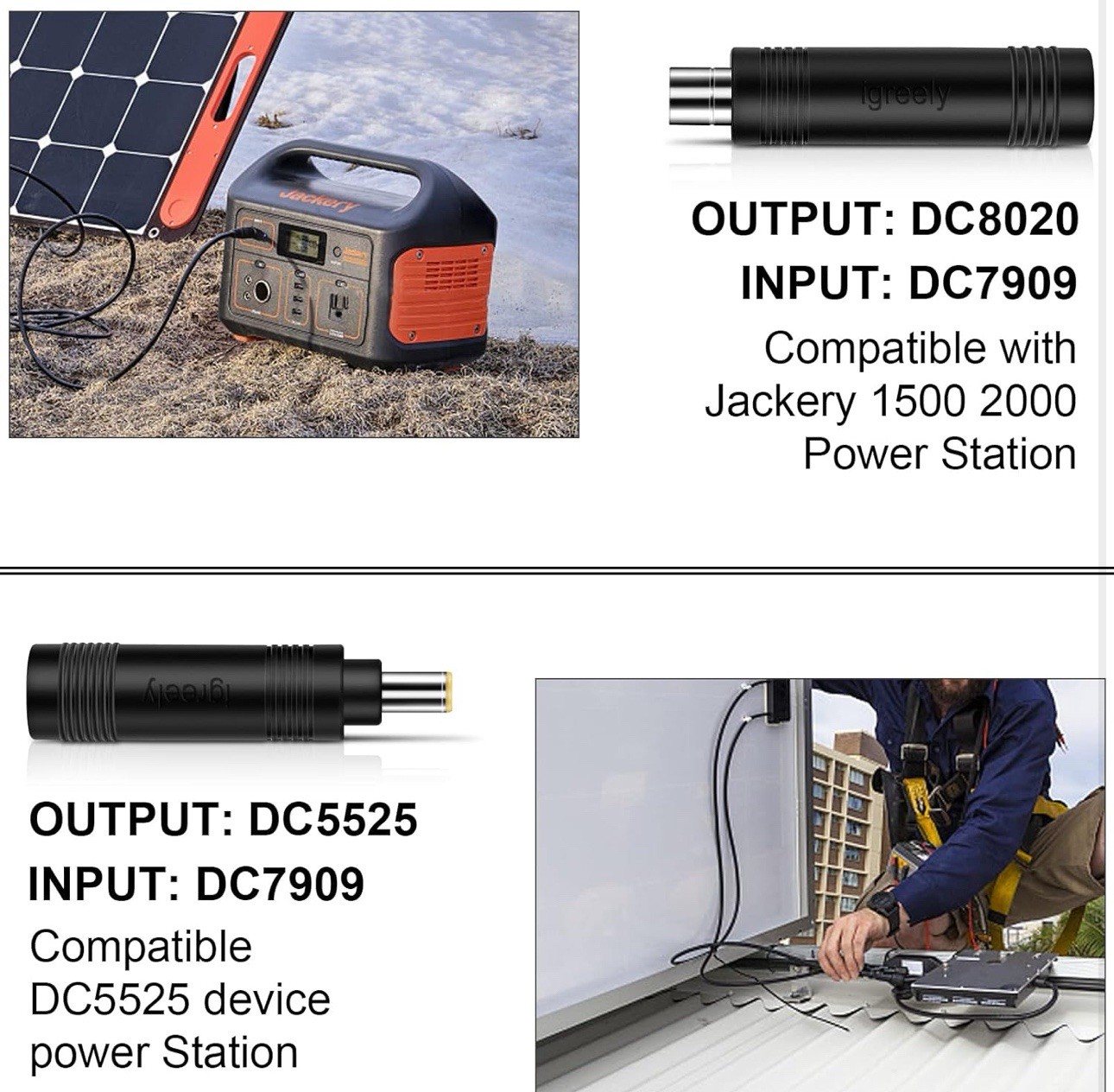 Solar Panel To 8mm Adapter Cable Dc 8mm Connector With Dc 5.5X2.5mm Converter📦