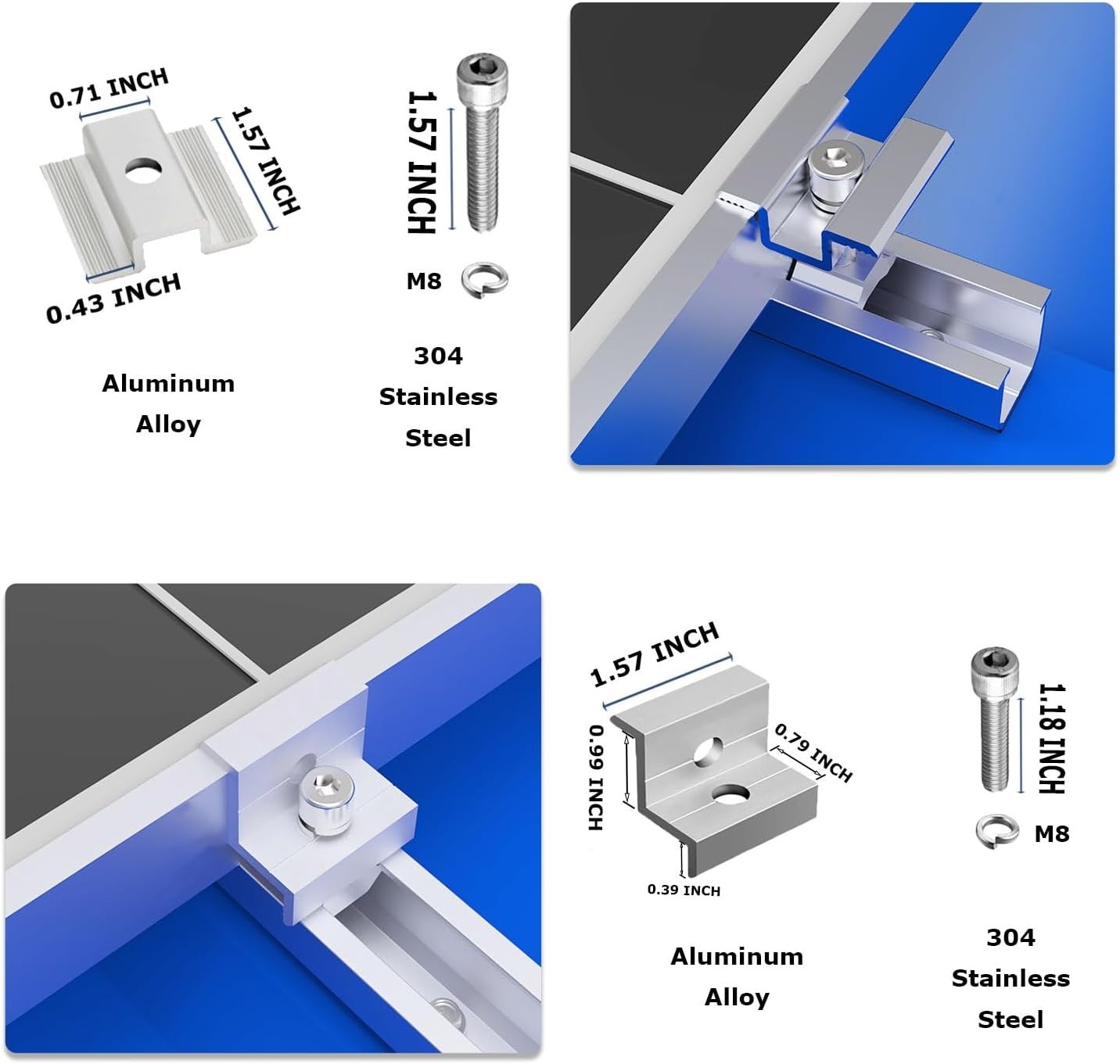 Complete Solar Panel Mounting Kit: 4-Piece Roof Set for Efficiency & Durability