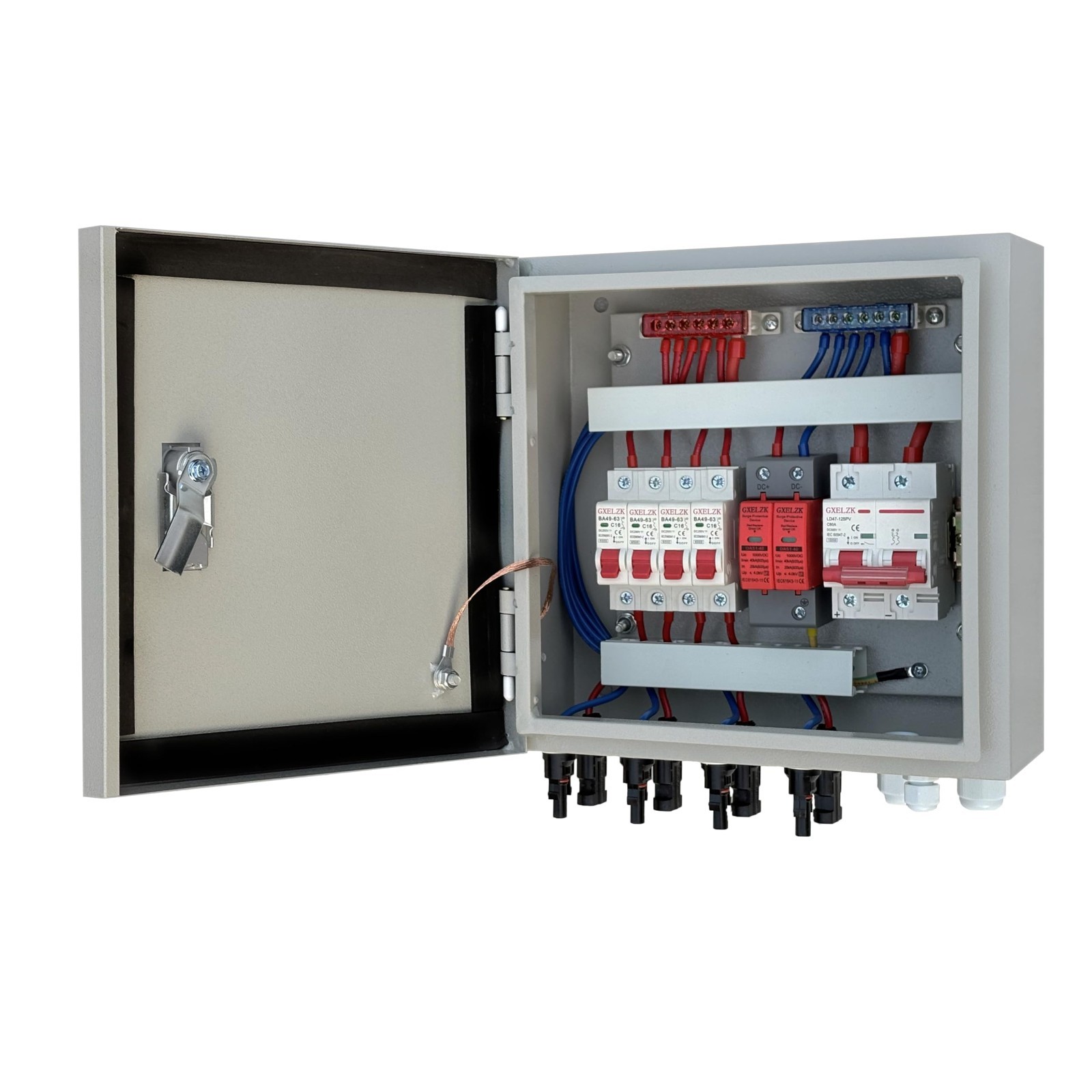 80A Solar Combiner Box for 4 Strings, Off-Grid PV System, Durable & Weatherproof