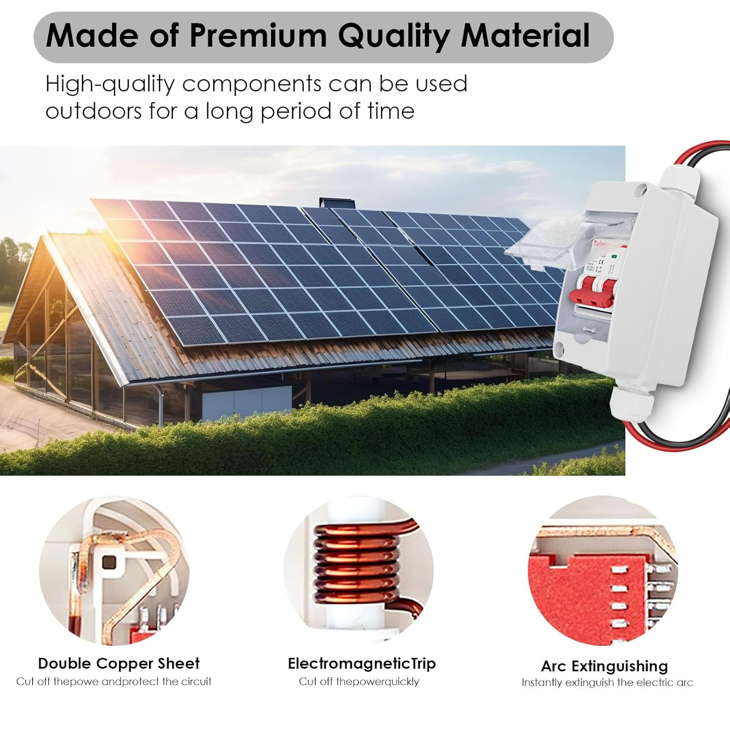 Solar Panel Disconnect Switch 63A DC AC Circuit Breaker Box Outdoor IP65 PV