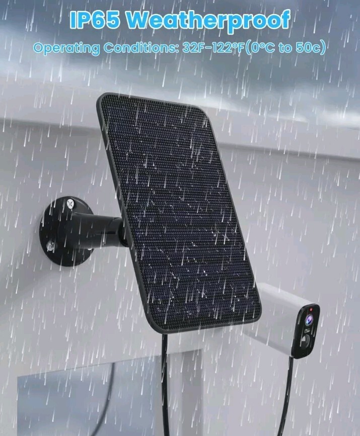 2 Pack Solar Panel for Security Camera, 5W USB Solar Panel for Micro USB USB-C
