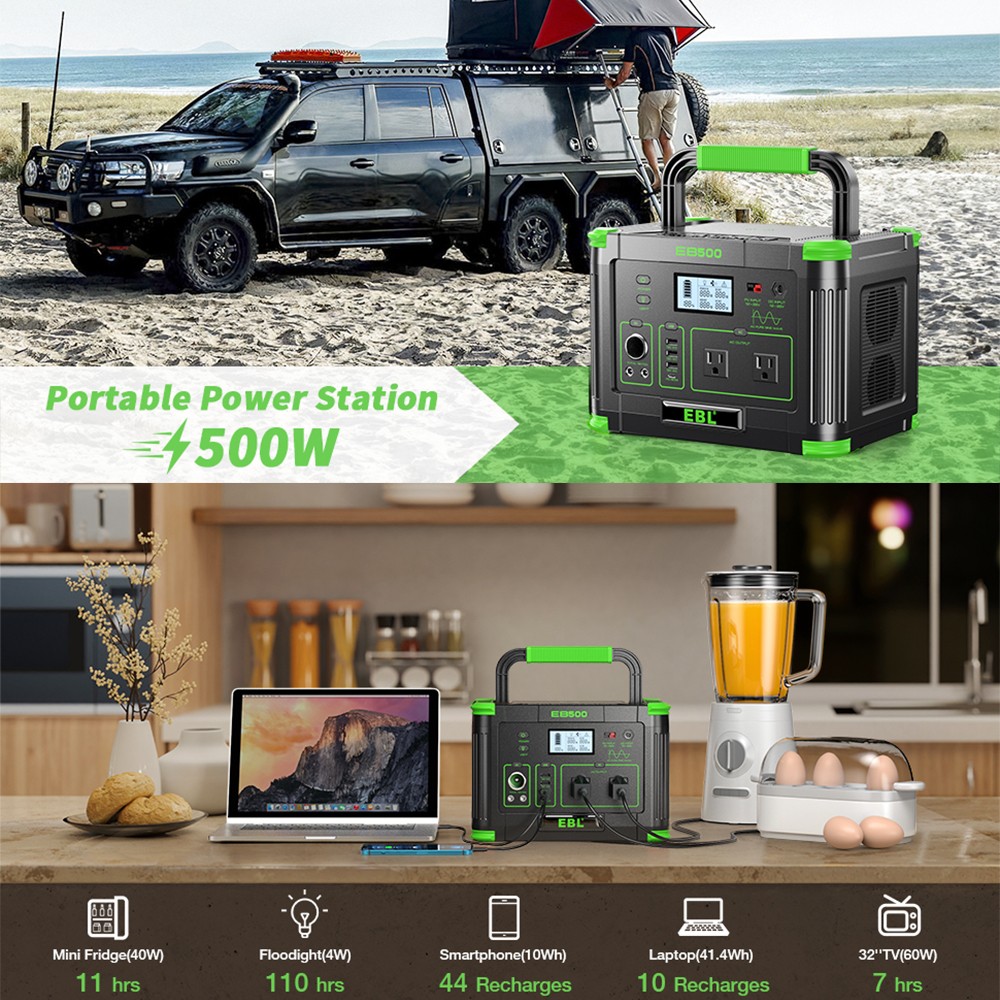 519Wh 500W Lithium Battery Portable Power Station for Outdoor Camping Supply