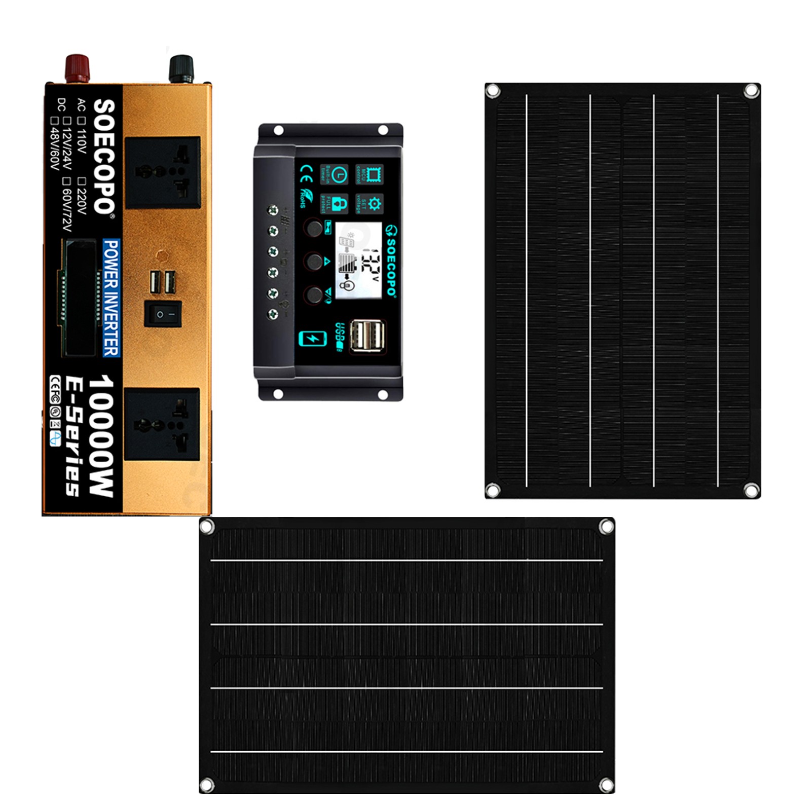 10000W Solar Kit | w/ Efficient Inverter, 2pcs Solar Panels, 100A ControllerXF