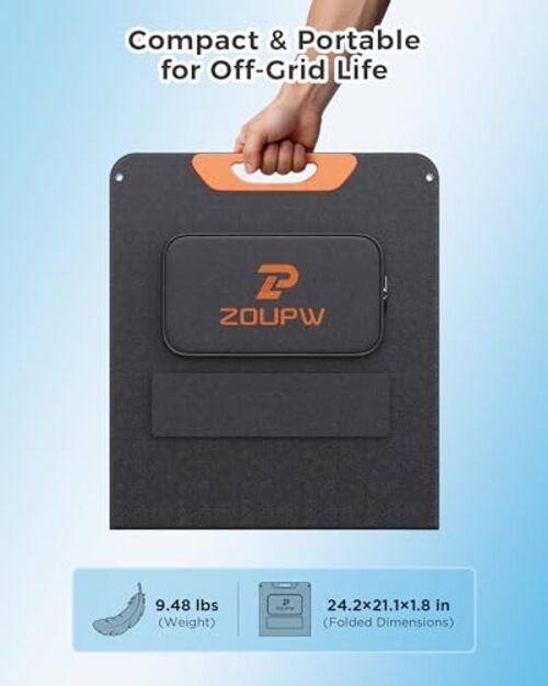 100W Portable Solar Panel with 5-in-1 Cable,23.5% Efficiency Mono 100w-1pcs