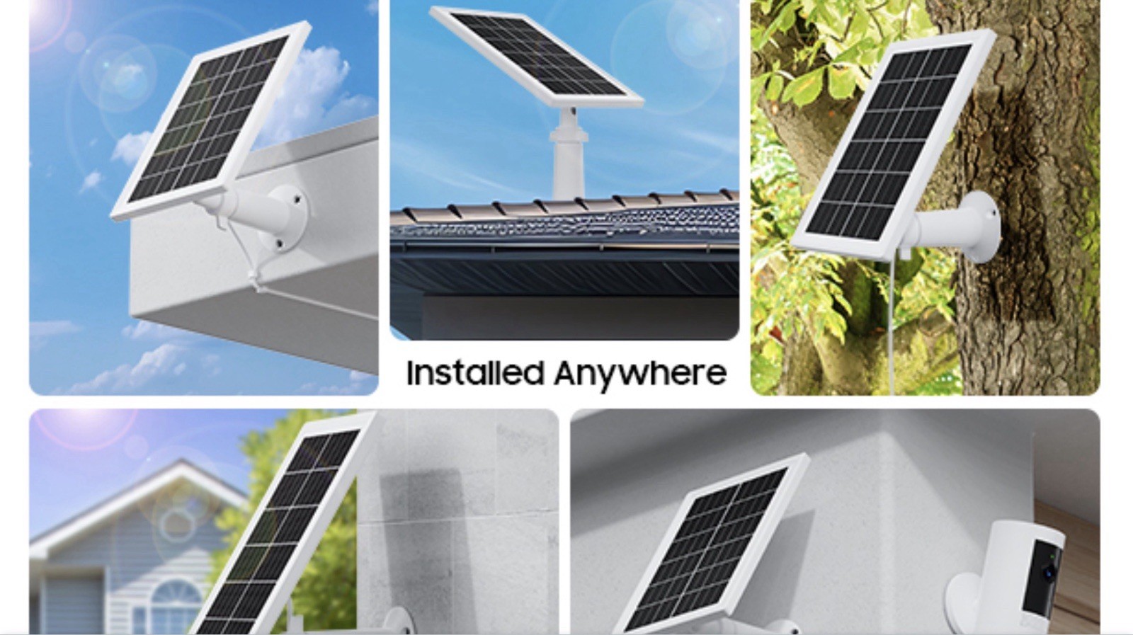 2 Pack Solar Panel Charger for Ring Security Camera 5 W 10 Ft Cord 5 in Panel ￼