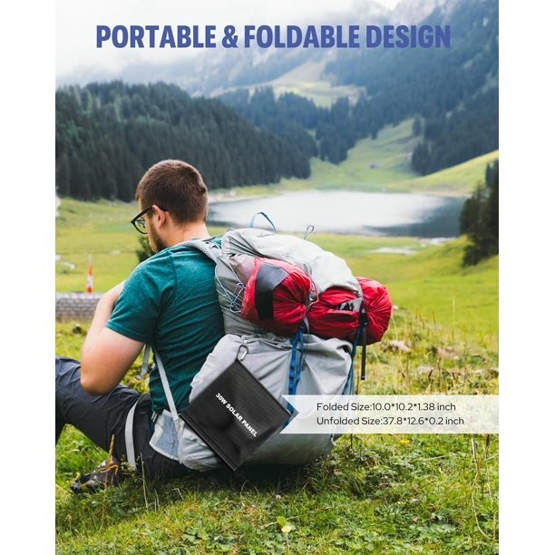 Portable 30W Solar Charger – Foldable Panel for Camping and Hiking Adventures