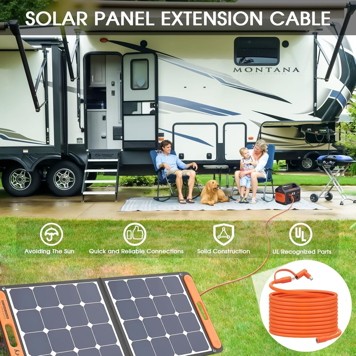 Solar Panel Extension Cable For Jackery Gz Yeti Aker Portable Power Station 35FT