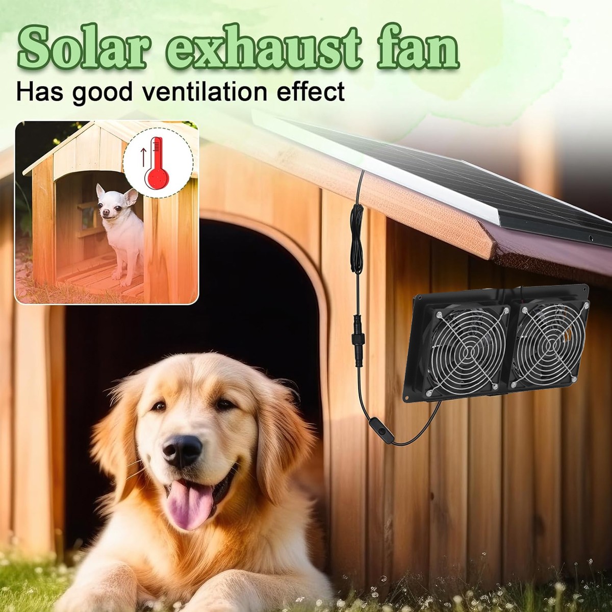 15W Solar Ventilation Fan Kit Waterproof DC for Chicken Coop & Greenhouse