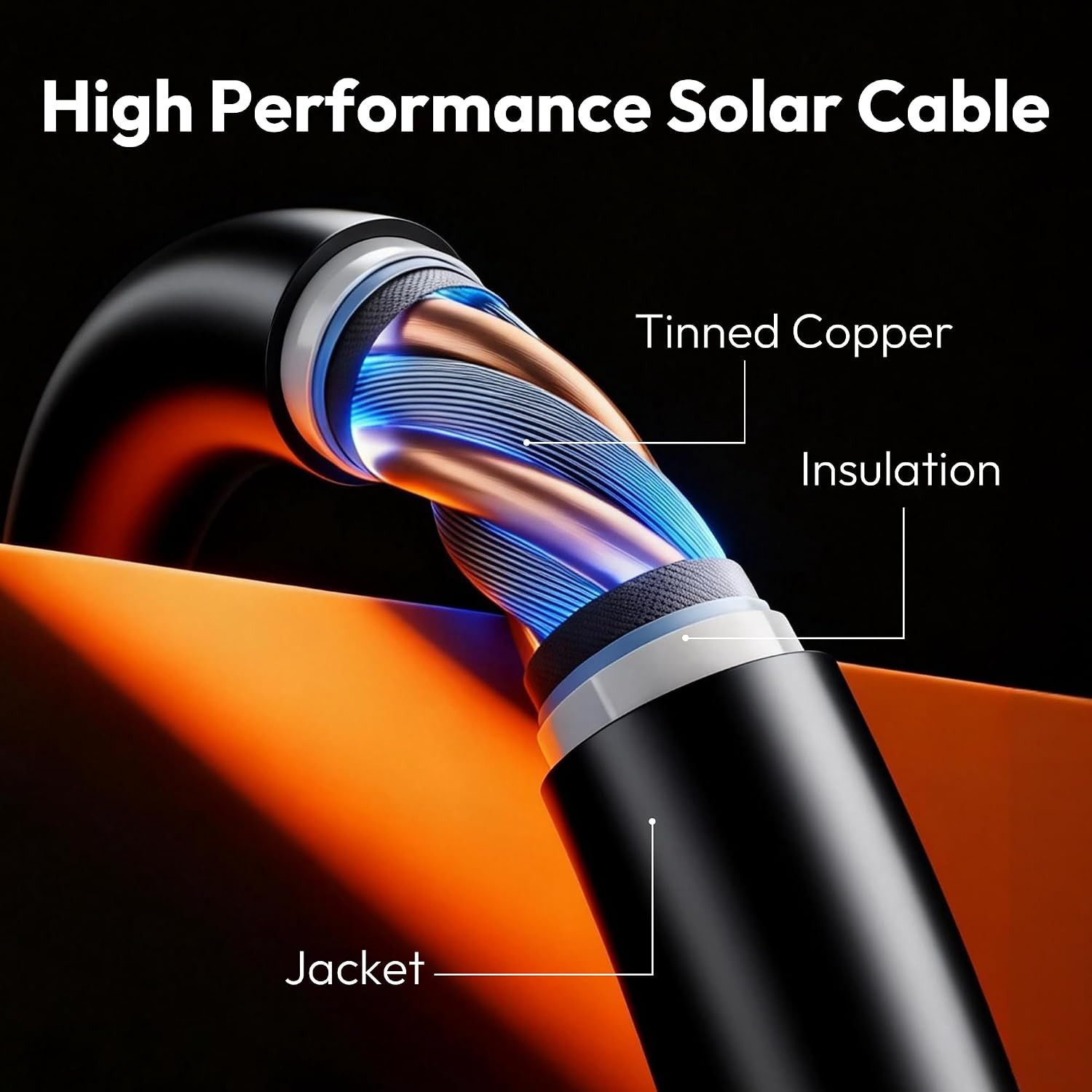 JJN Solar Extension Cable 8AWG 10Mm² 20Feet | MC4 Connector, 8Feet with OT Conne