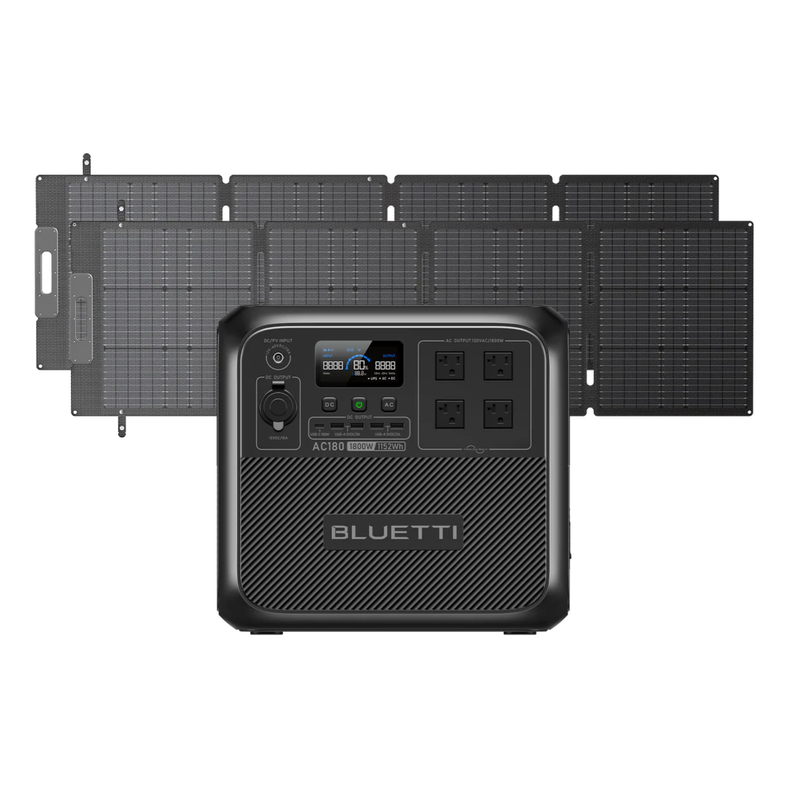 BLUETTI AC180 Solar Ready Power Station 1152Wh + QTY 2 OF 200W Solar Panels