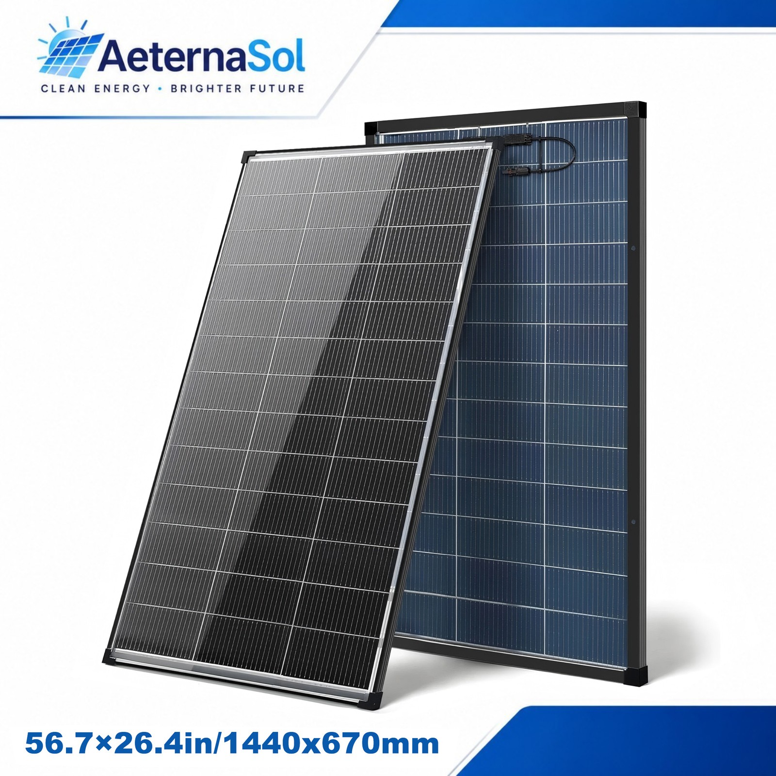 Bifacial Solar Panel 200W N-Type Mono 18V PV Home Roof RV Boat Camping Off-Grid