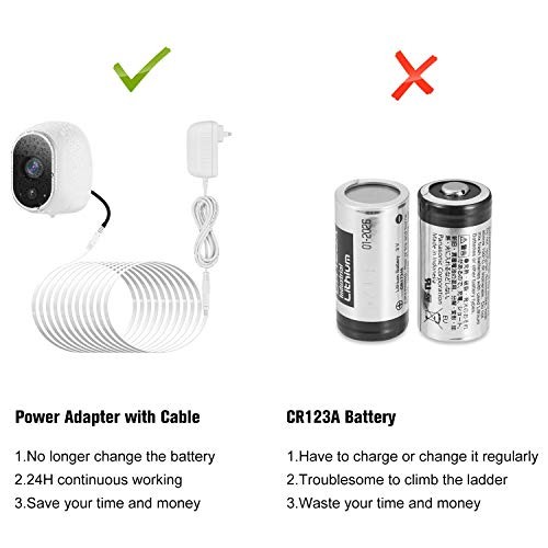Power Adapter Compatible with Arlo (Replace CR123A), with 25Feet/7.5m