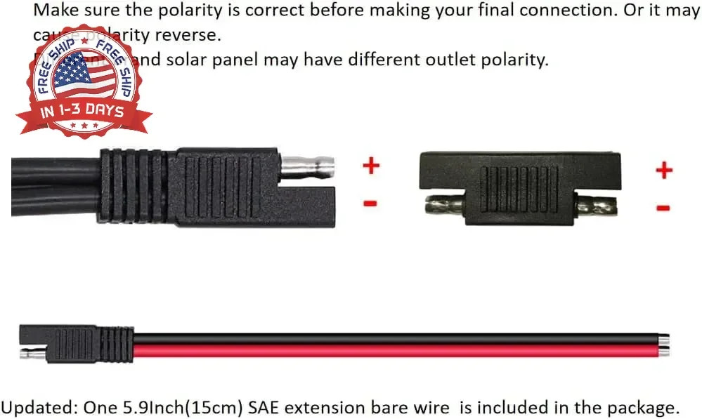 Sunway Solar SAE Polarity Reverse Adapter Connectors for SAE Quick Disconnect Ex