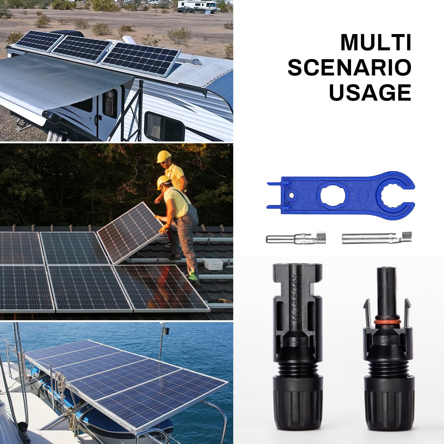 12 PCS Solar Panel Connectors 6/12/22/32/50 Pairs Options 6 Pairs 10AWG 12AWG 14