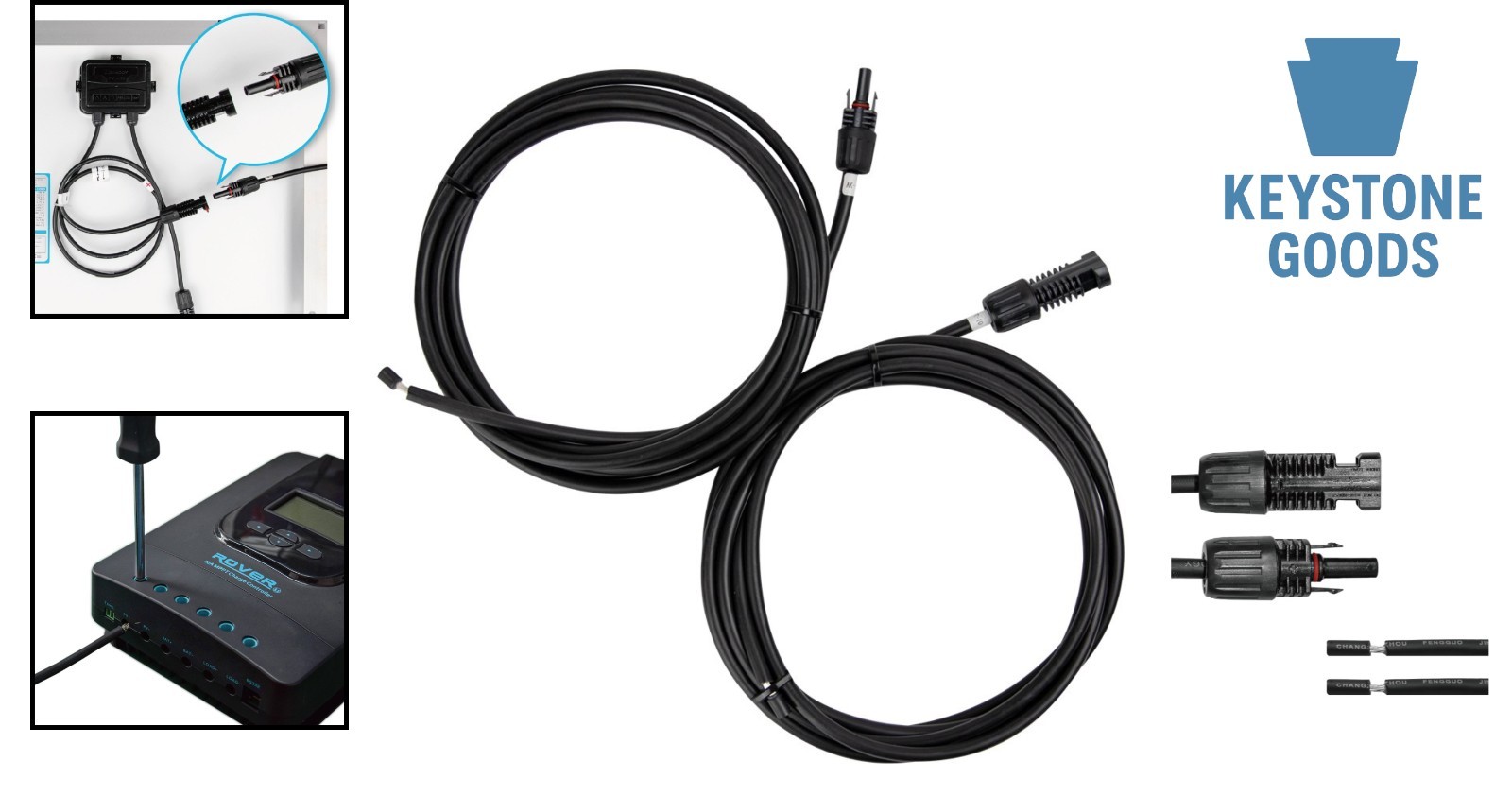 10ft Solar Extension Cable Pair – Waterproof & UV Resistant for Solar Panel &…