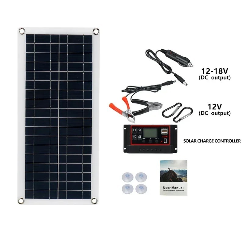 20W-1000W Solar Panel 12V Solar Cell 100A Controller Solar Panel Kit For Outdoor