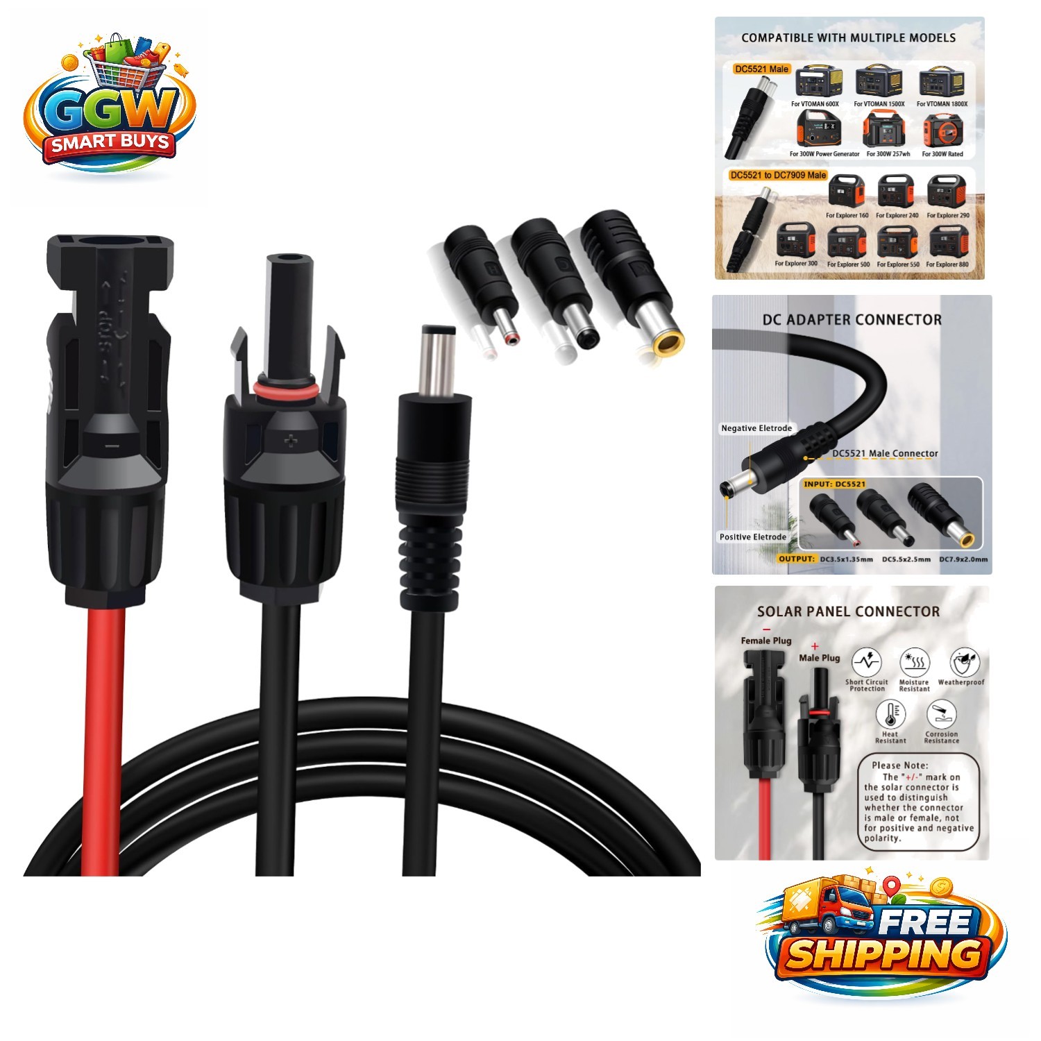 1.5M Heavy-Duty Solar Adapter Compatible with Jackery & More – Essential Power
