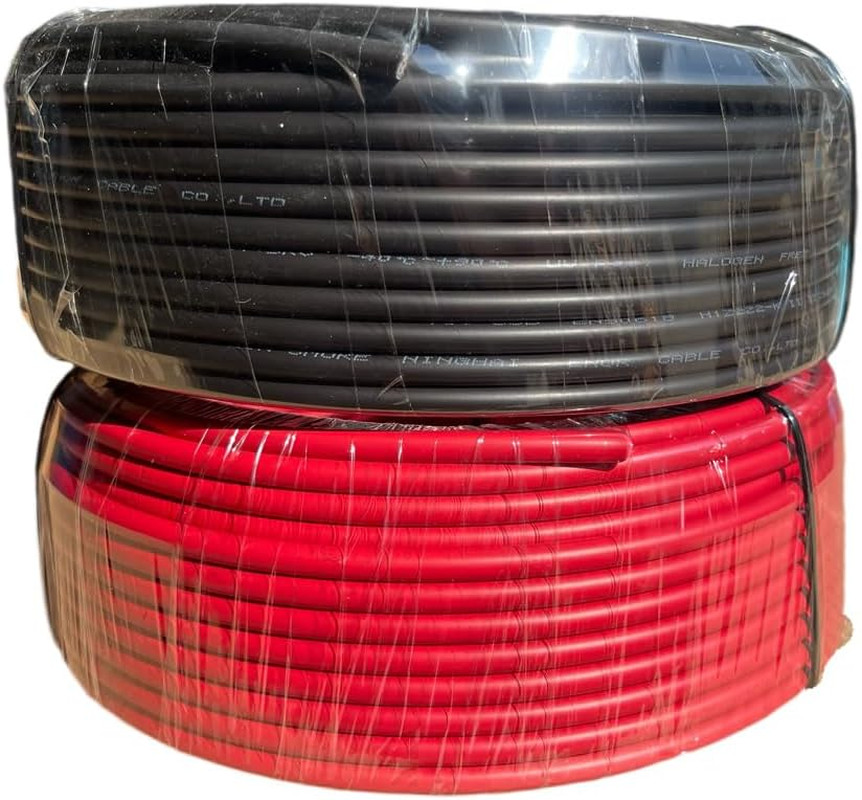 Solar Cable 100Ft 30M 10 Awg Wire, 100FT Black + 100FT Red 10 Gauge Wire Solar E