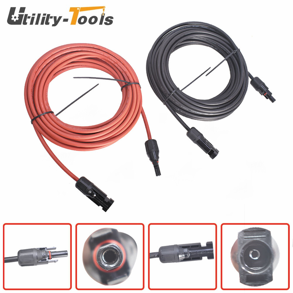 30 FT 12 AWG High Quality Solar Panel Extension Cable Wire Connector Black + Red