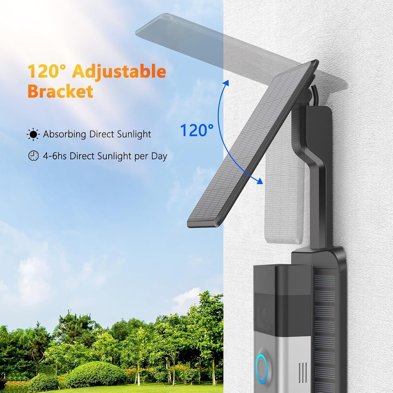 Solar Charger Compatible for Ring Video Doorbell 3/3 Plus/4/Battery Doorbell Plu