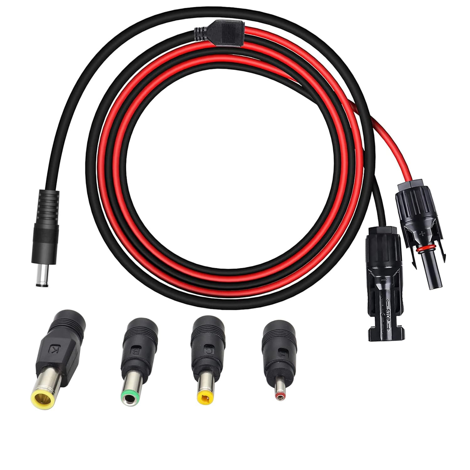 Solar Panel Adapter Cable – MC-4 to DC with Multiple Connector Tips (5.5Mm X 2.1