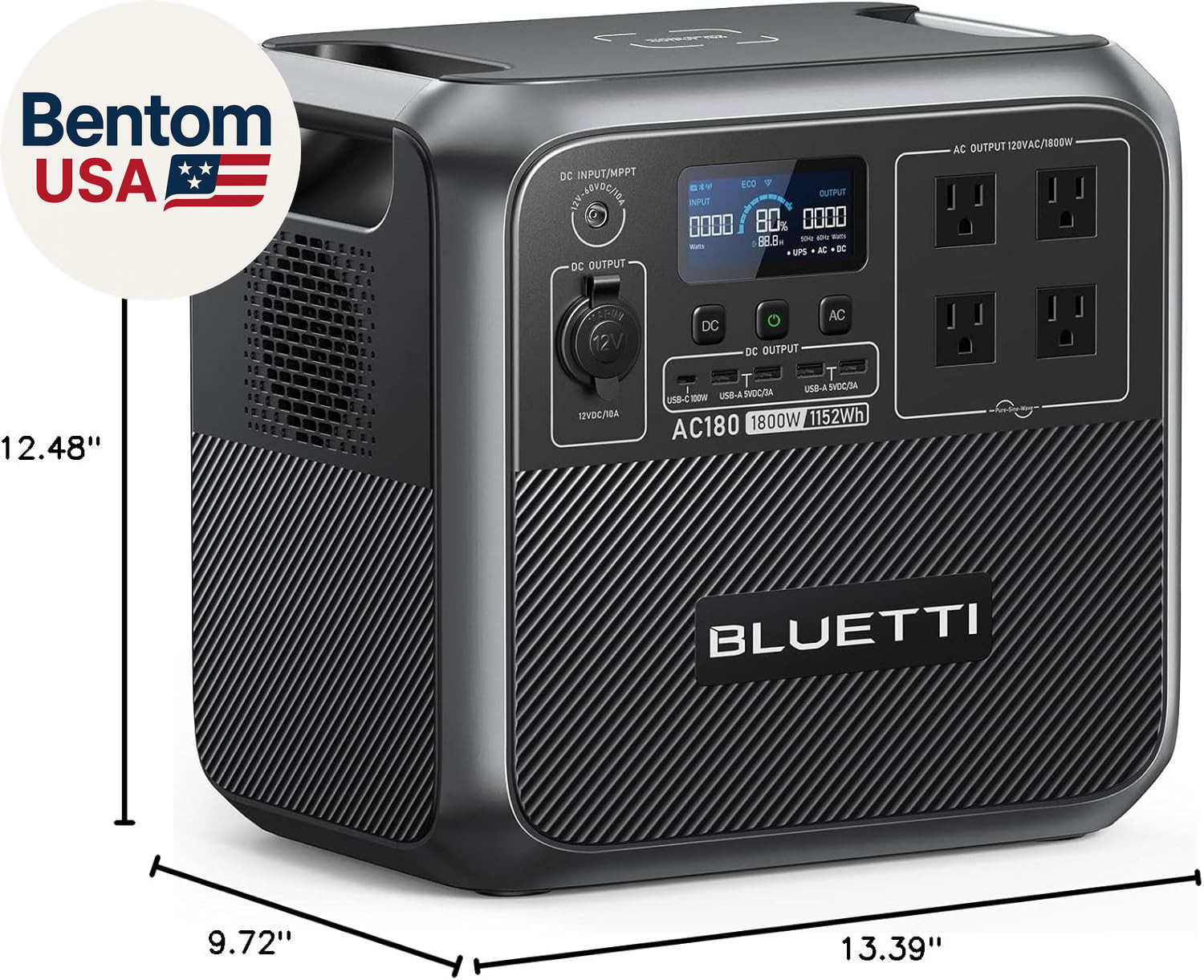 Portable Power Station AC180, 1152Wh Lifepo4 Battery Backup W/ 2 1800W (2700W Pe