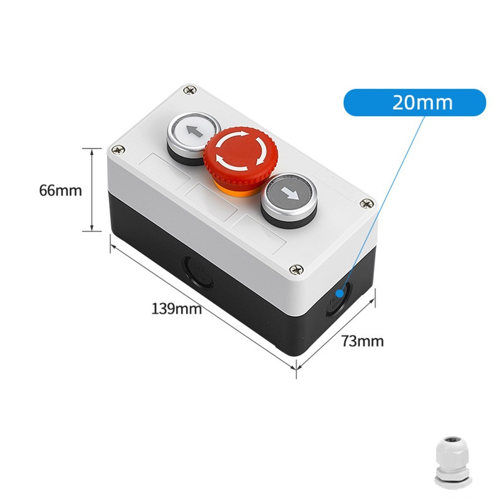 Industrial Push Button Switch 22mm ABS Enclosure IP65 Sealed 1NC+1NO Contacts