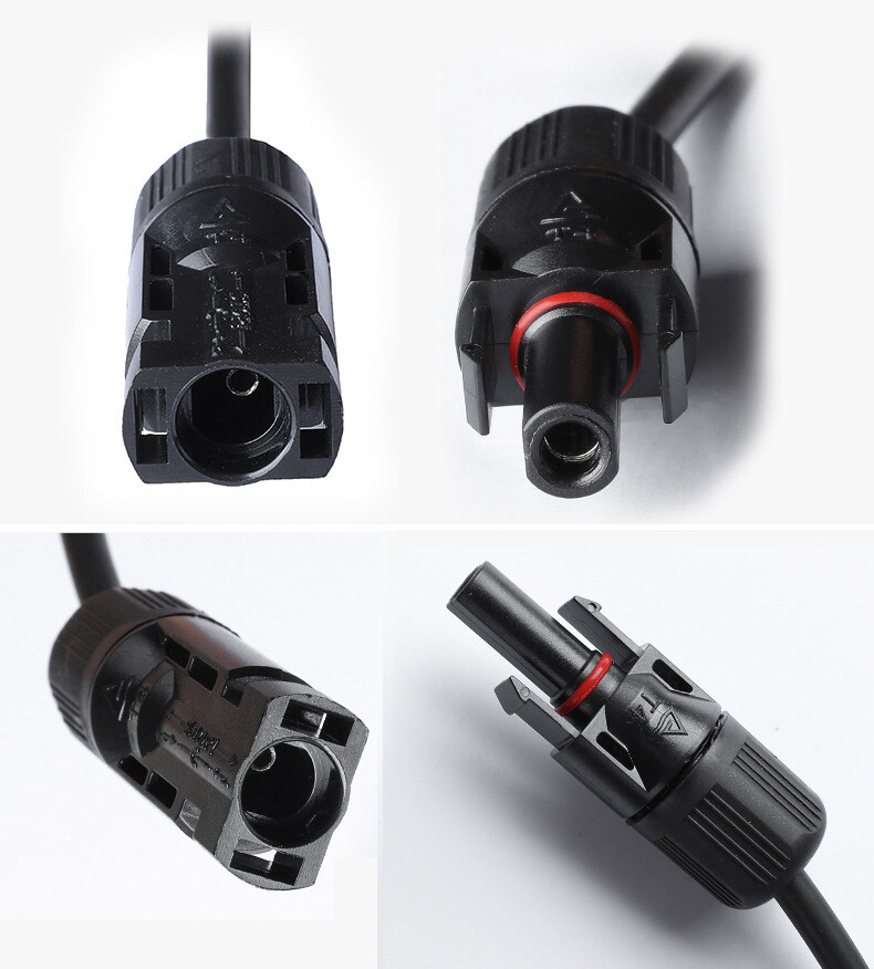 Black+Red 10 AWG Solar Panel Extension Cable Silicone Flexible Wire Connectors