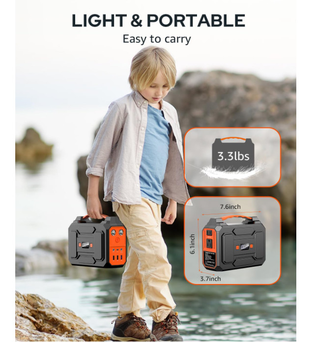 Power bank solar portátil con potencia máxima de 200W y salida continua de 100W
