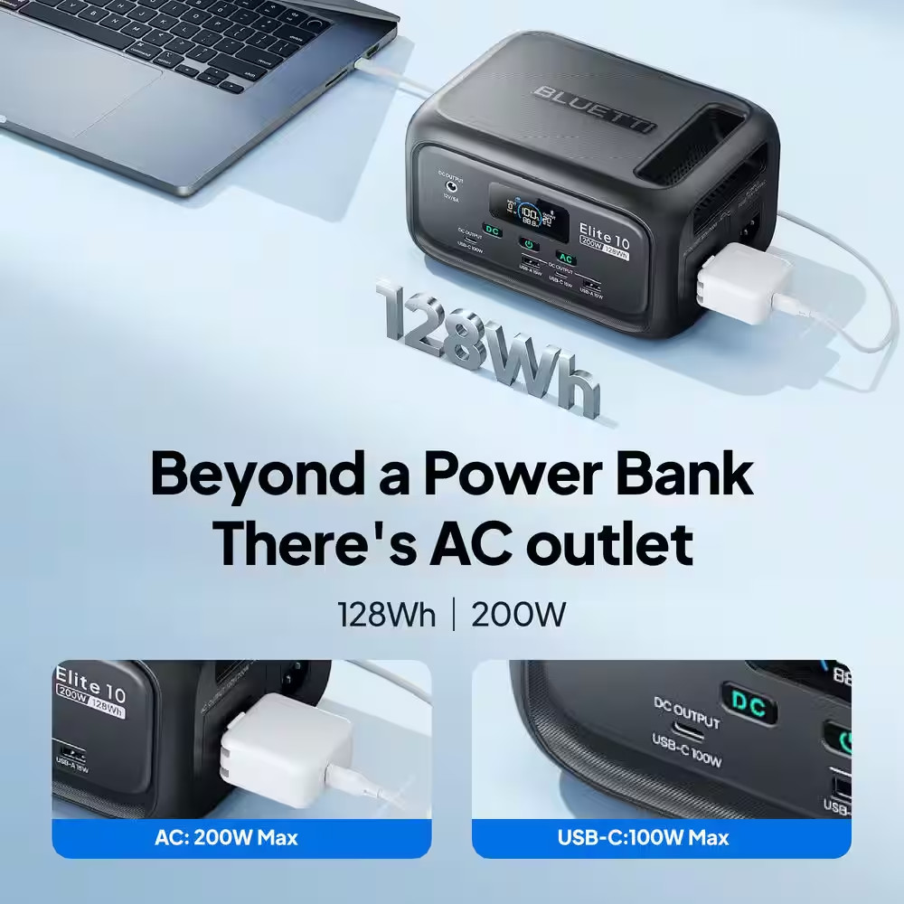 200W Portable Power Station – 128Wh Solar Generator for Camping & Outdoors