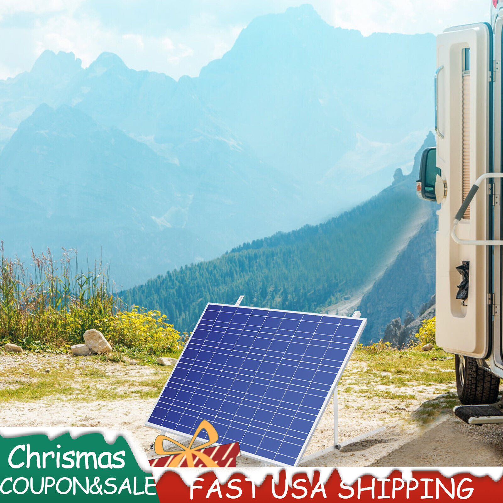 41”/45” Solar Panel RV Tilt Mount Brackets Roof Flat Surface Adjustable Frame US