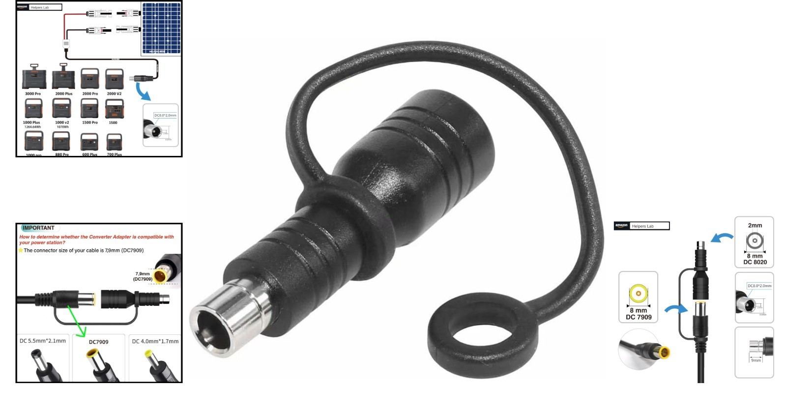 Universal DC7909 to DC8020 Solar Panel Adapter for RV and Solar Generator