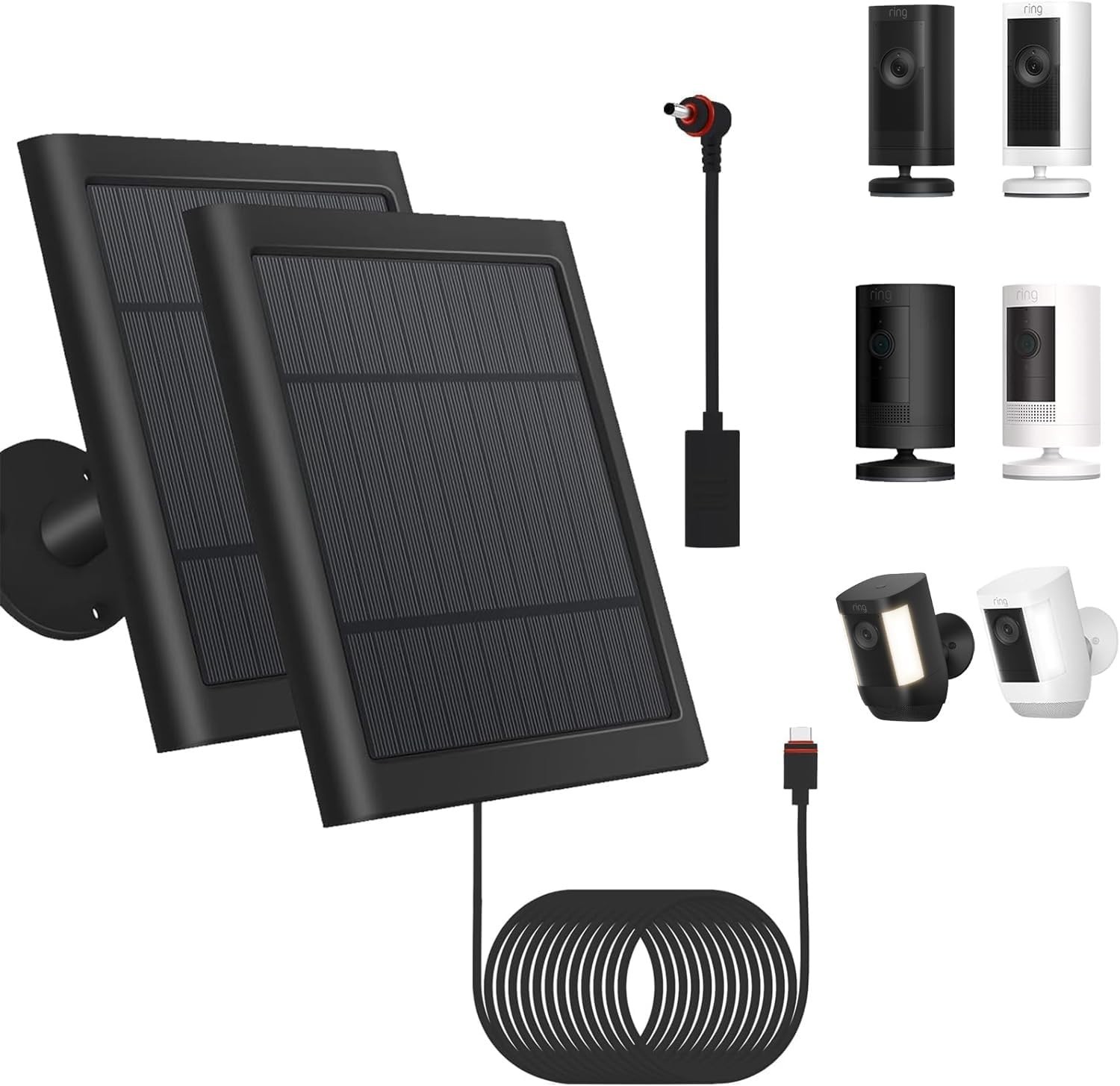 Solar Panel for Ring Cam Plus/Pro – 360° Rotatable Bracket