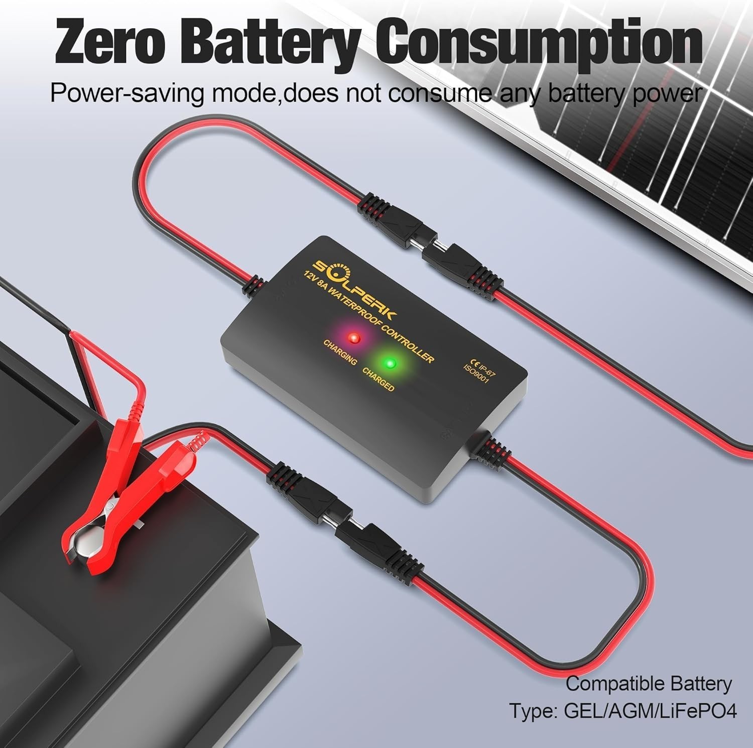 High-Efficiency 15W Solar Panel with Adjustable Bracket & 8A Charge Controller