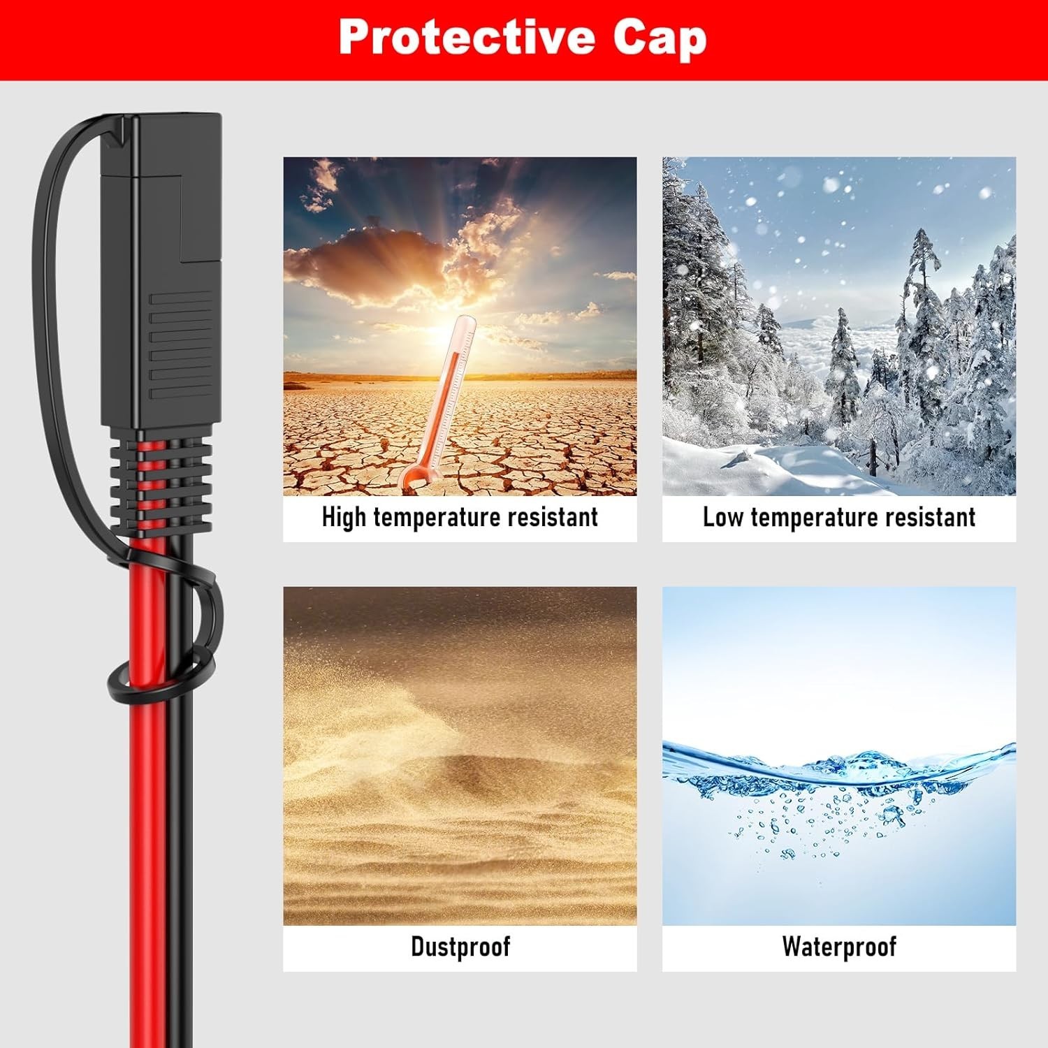 Versatile 12AWG SAE Extension Cable, 5FT with Quick Disconnect & Heat Resistance