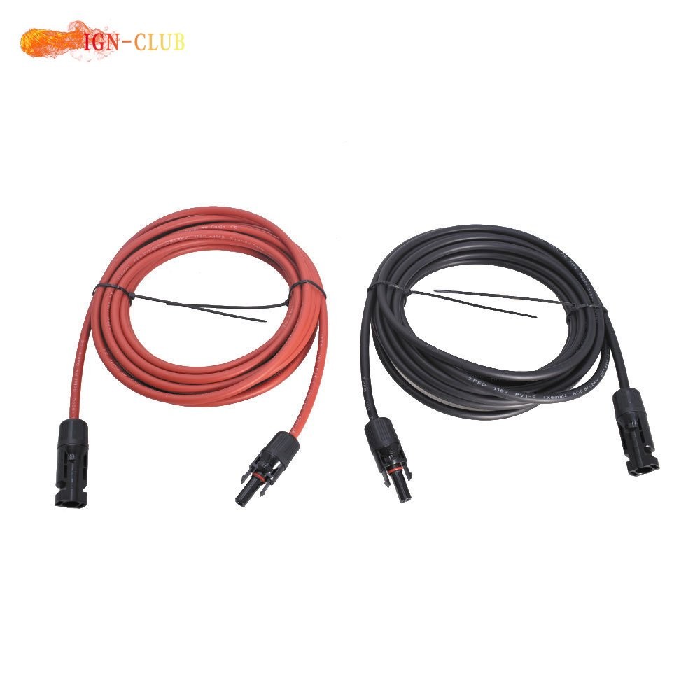 1 Pair 25 Feet Black + Red 12 AWG Solar Panel Extension Cable Wire Connector