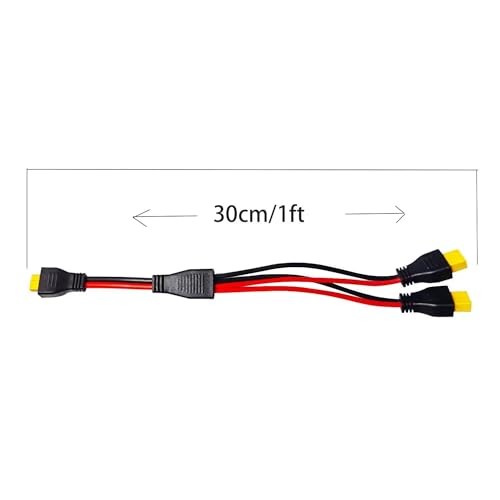 10AWG XT60 Y Splitter Cable, XT60 Female to Dual Male Connector Adapter for